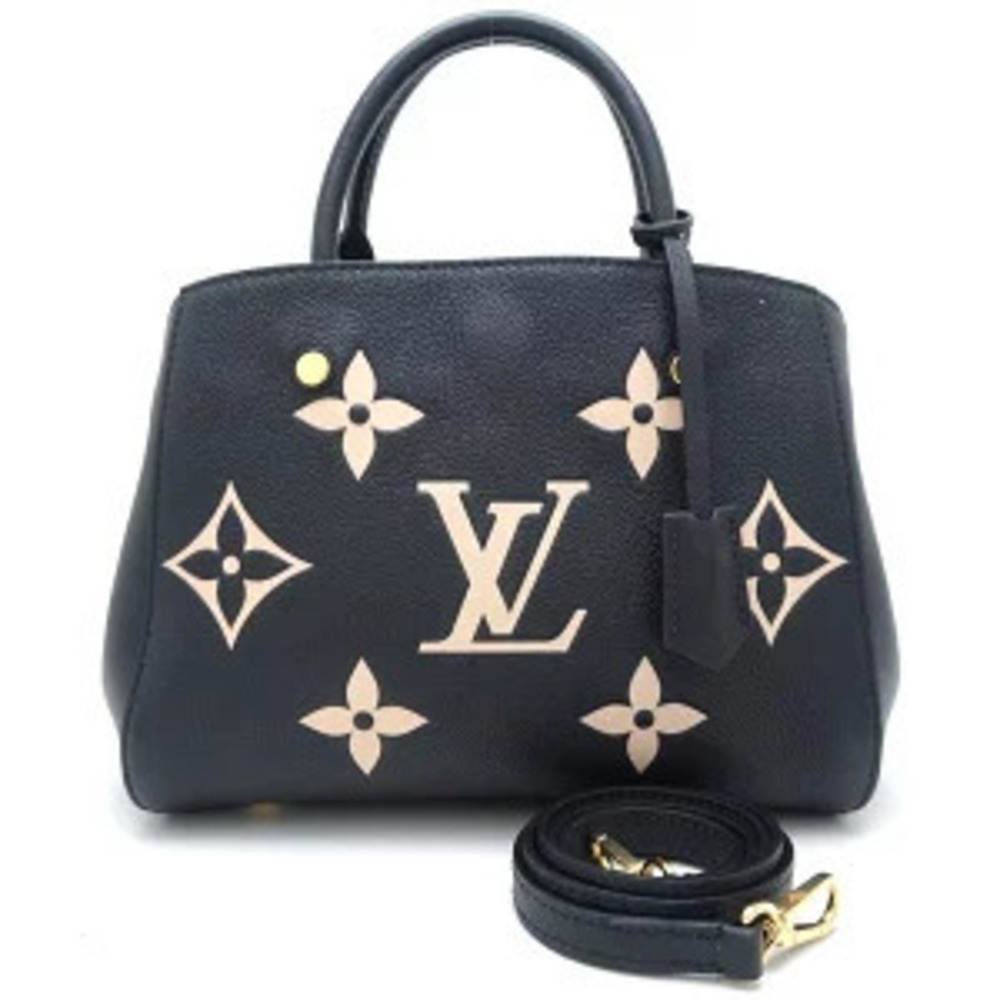 Louis Vuitton Montaigne Black Monogram Empreinte Beige Bag Noir - Picture 9 of 9